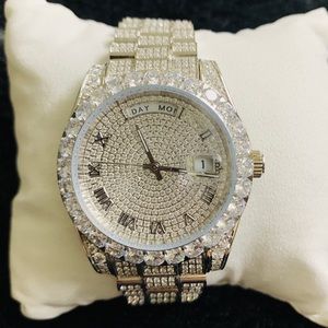 Stainless Steel Automatic Simulated Diamond Watch